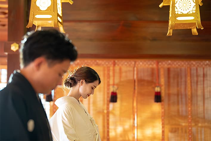 海神社での神前式の様子